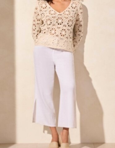 Open Fancy Crochet Vneck Swtr