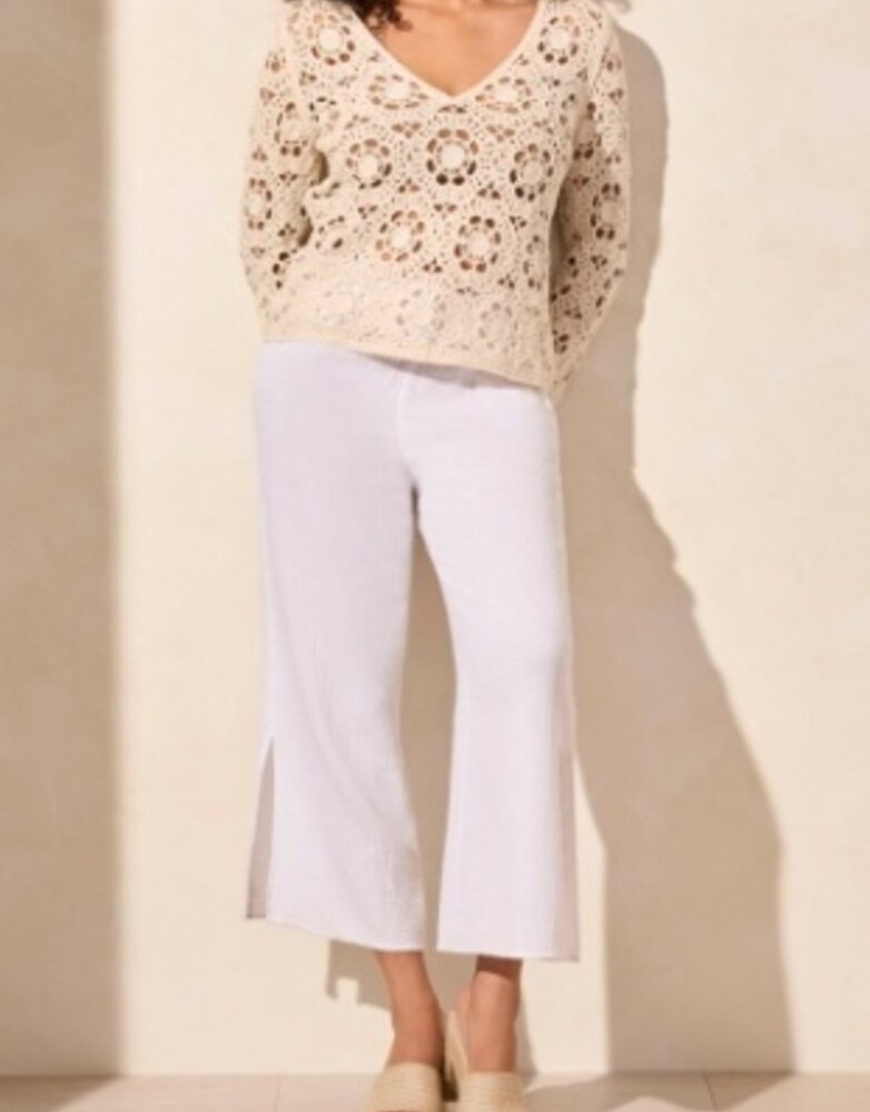 Open Fancy Crochet Vneck Swtr