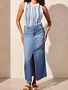 Full Length Denim Skirt w/Pockets