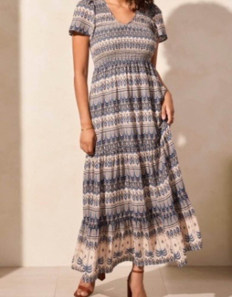Lined Ruched SS Maxi Dress