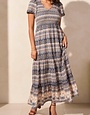 Lined Ruched SS Maxi Dress