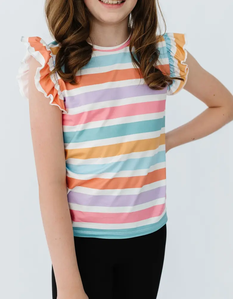 Spring Stripes SS Ruffle Tee