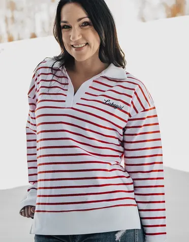 Striped Vneck Pullover