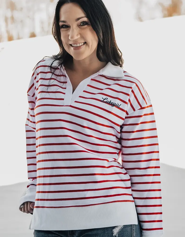 Striped Vneck Pullover