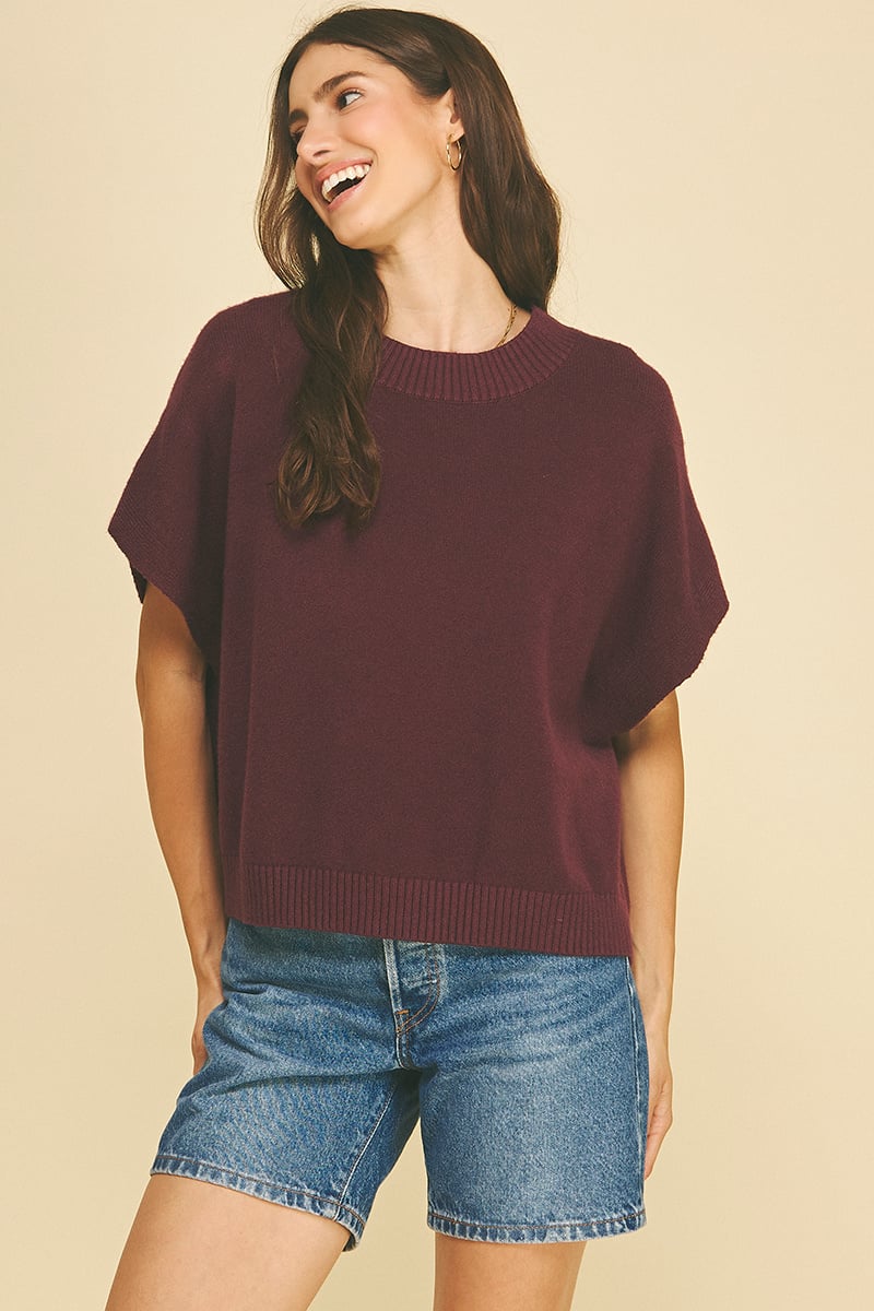 Pinch Dropped Shoulder Sweater Top