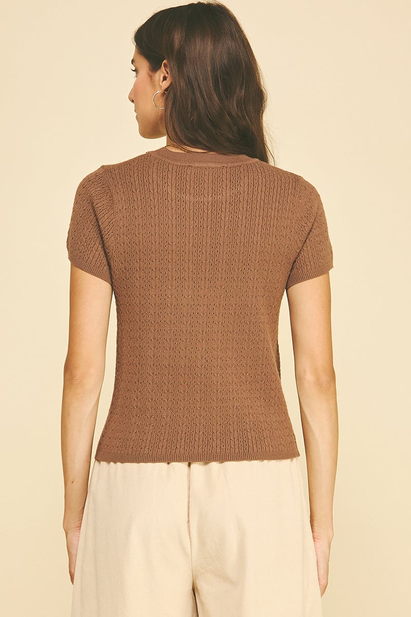 Pinch Pointelle Cable Knite Sweater
