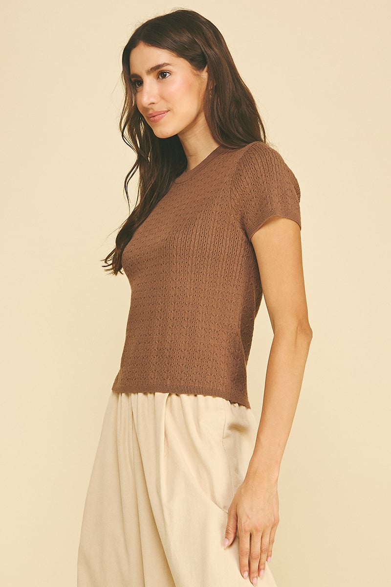 Pinch Pointelle Cable Knite Sweater