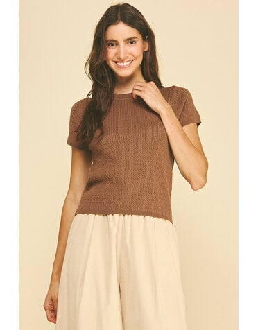 Pinch Pointelle Cable Knite Sweater