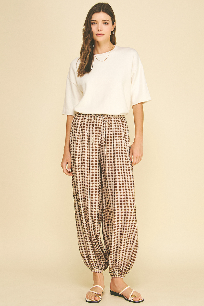 Pinch Geo Dot Print Harem Pant