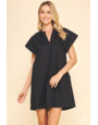 Pinch Vneck Tunic Mini Dress