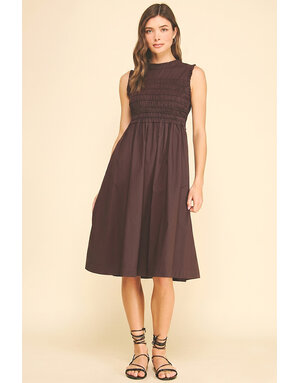 Pinch Smocking Detailed Midi Dress