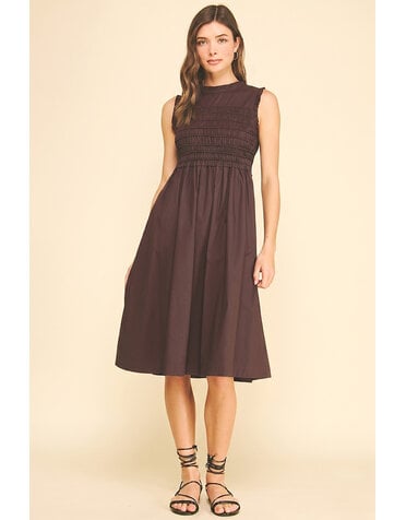 Pinch Smocking Detailed Midi Dress