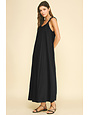 Pinch Solid Maxi Ball Trim Dress
