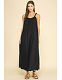 Pinch Solid Maxi Ball Trim Dress