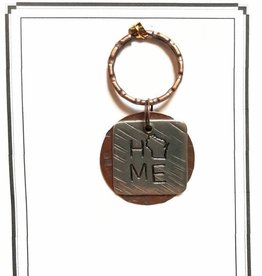 Blue Moon Studios Square Pewter WI Home Keyring