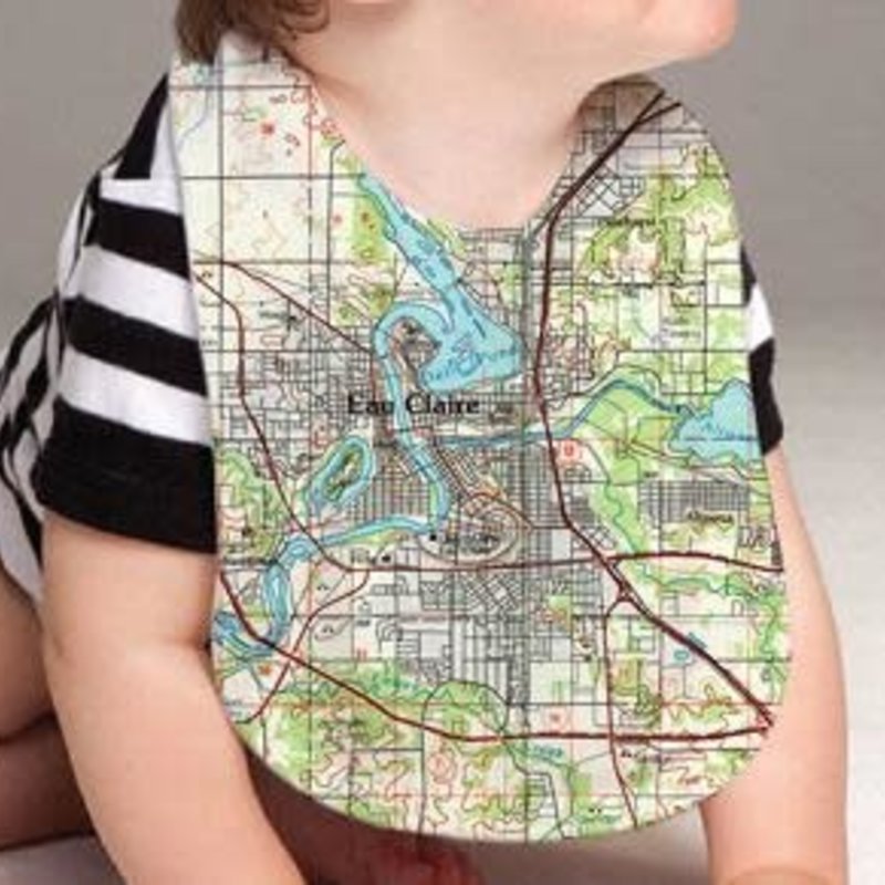 Tribes Maritime Baby Bib - Eau Claire Map