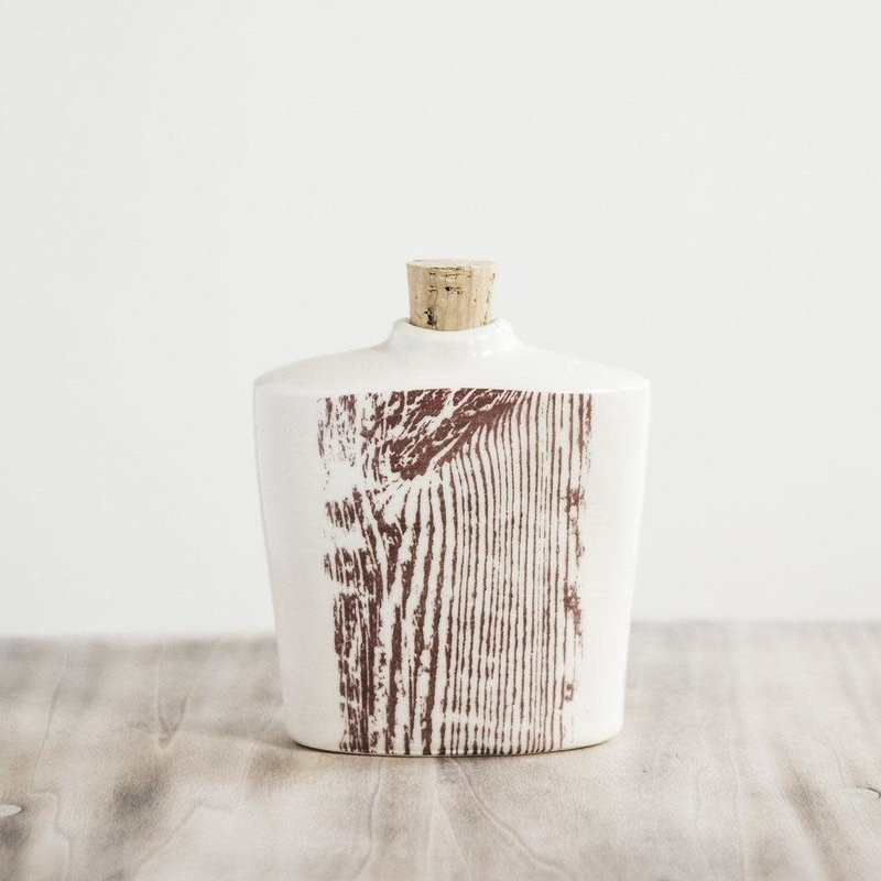 Tandem Ceramics Ceramic Flask - Woodgrain