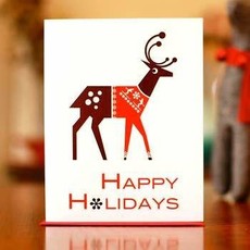 Man vs. George Designs (WI) Greeting Card - Reindeer In People Sweater