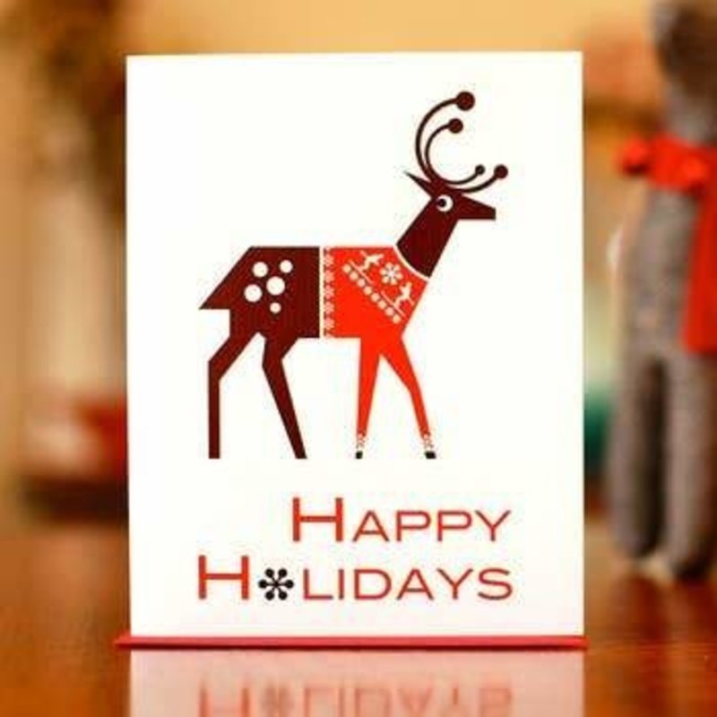 Man vs. George Designs Greeting Card - Reindeer In People Sweater