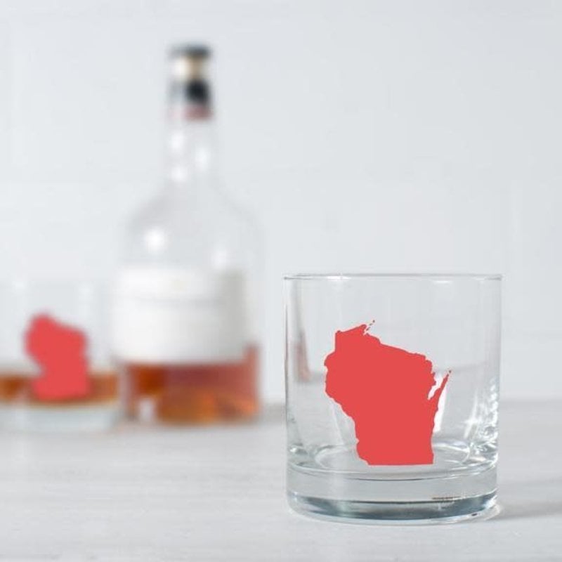 Vital Industries (WI) Rocks Glass - Wisconsin - Red