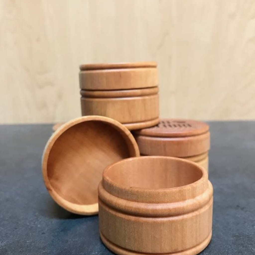 small round wooden box