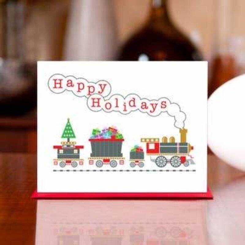 Man vs. George Designs Greeting Card - Jingle Bells & Whistles Train