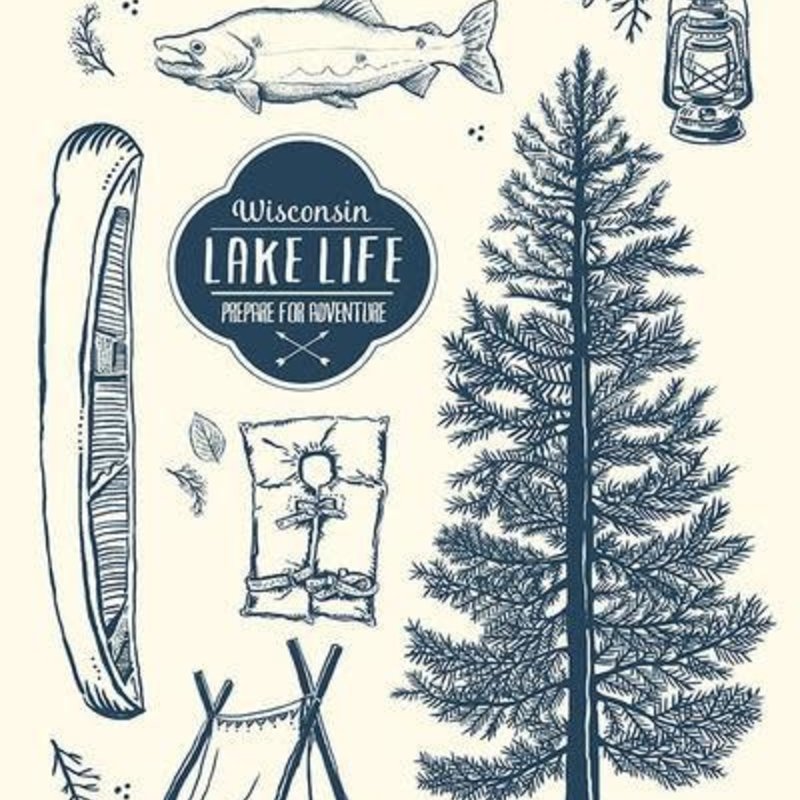 Lantern Press Stretched Canvas - Wisconsin Lake Life