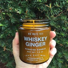 Big White Yeti Amber Glass Candle: Whiskey Ginger (8 oz.)