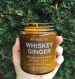 Big White Yeti Amber Glass Candle: Whiskey Ginger (8 oz.)