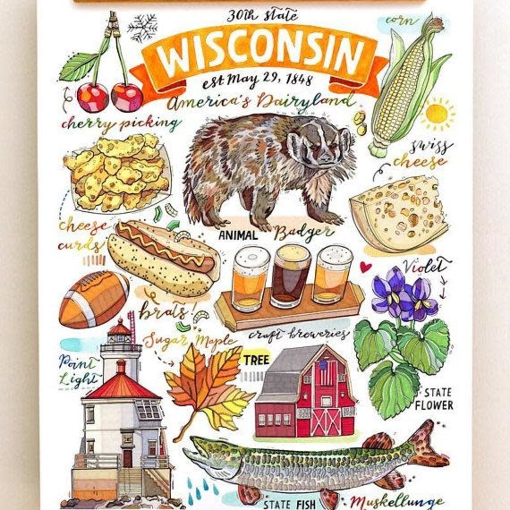 LouPaper Wisconsin Collage Print Vertical (8x10)