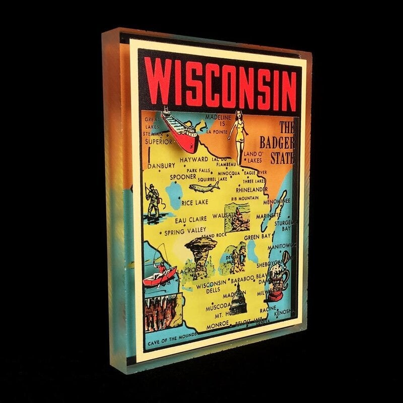 Artovision Small Desktop Shadowbox Art - Wisconsin