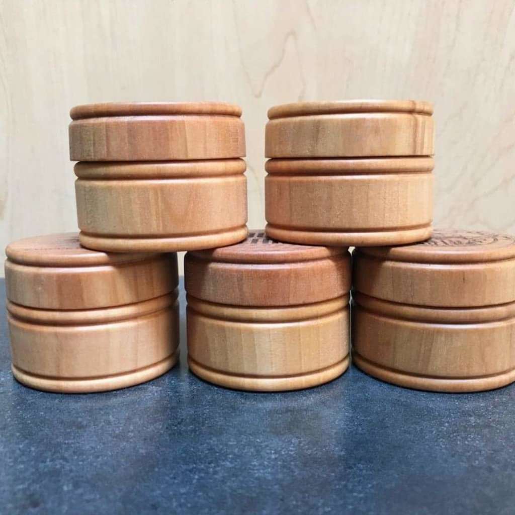 small round wooden box