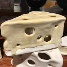 Forma Cheesy Ceramics Gruyere Cheese Wedge Porcelain Sculpture