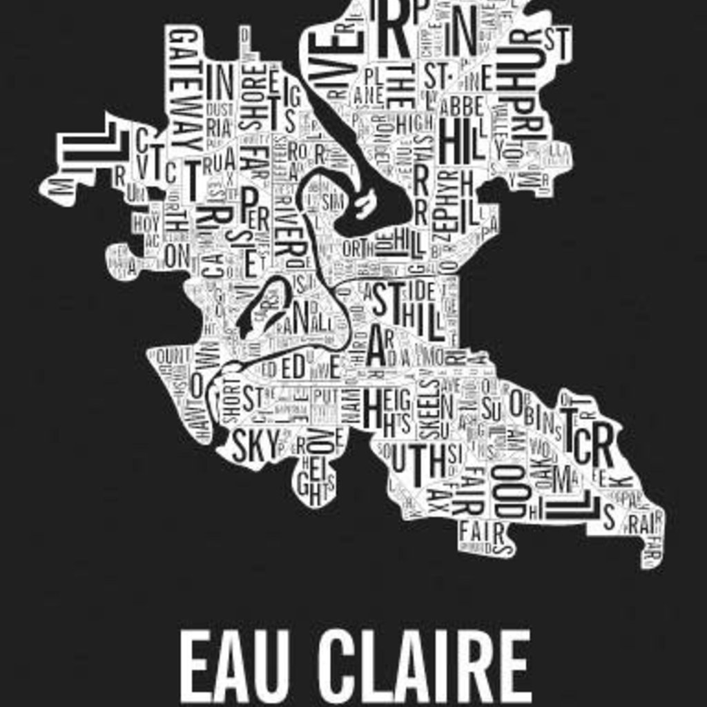 Volume One Eau Claire Neighborhoods Print in Black