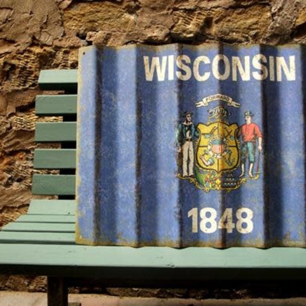 Volume One Wisconsin State Flag - Corrugated Metal Sign
