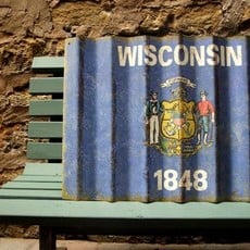 Volume One Wisconsin State Flag - Corrugated Metal Sign