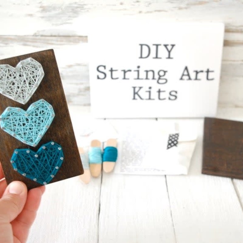 Strung on Nails DIY String Art Kit - 3 Hearts
