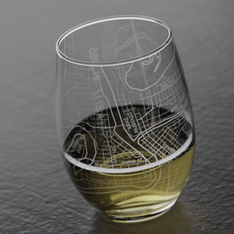 Volume One Stemless Wine Glass - Eau Claire Map