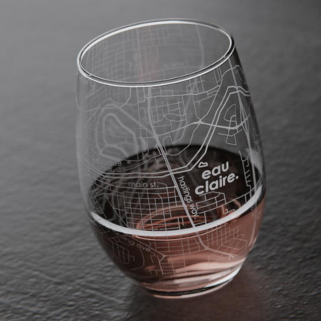 Volume One Stemless Wine Glass - Eau Claire Map