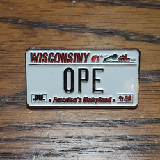 Flags Over Wisconsin Lapel Pin - Ope License Plate