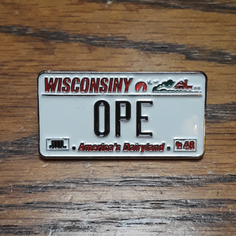 Flags Over Wisconsin Lapel Pin - Ope License Plate