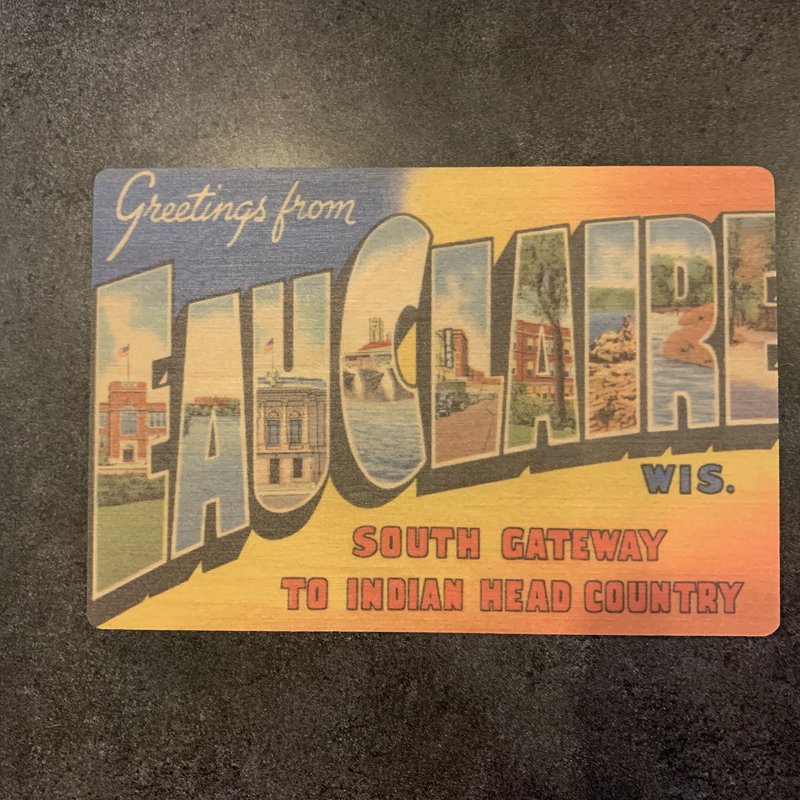 Lantern Press Wood Postcard - Vintage Eau Claire