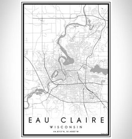 Volume One Eau Claire B&W Map Print (Portrait)