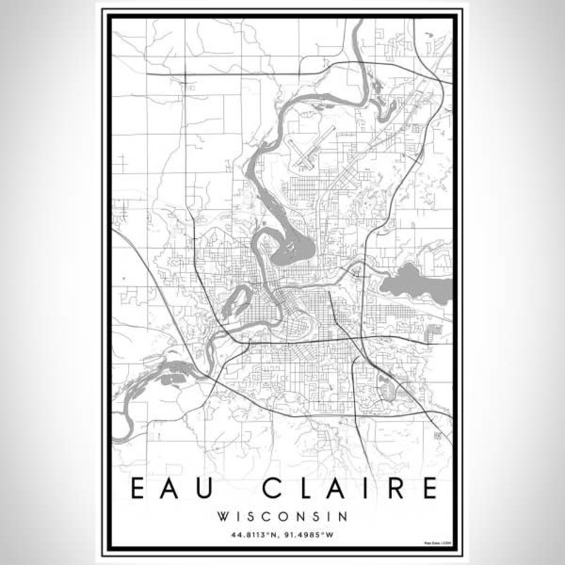 Volume One Eau Claire B&W Map Print (Portrait)