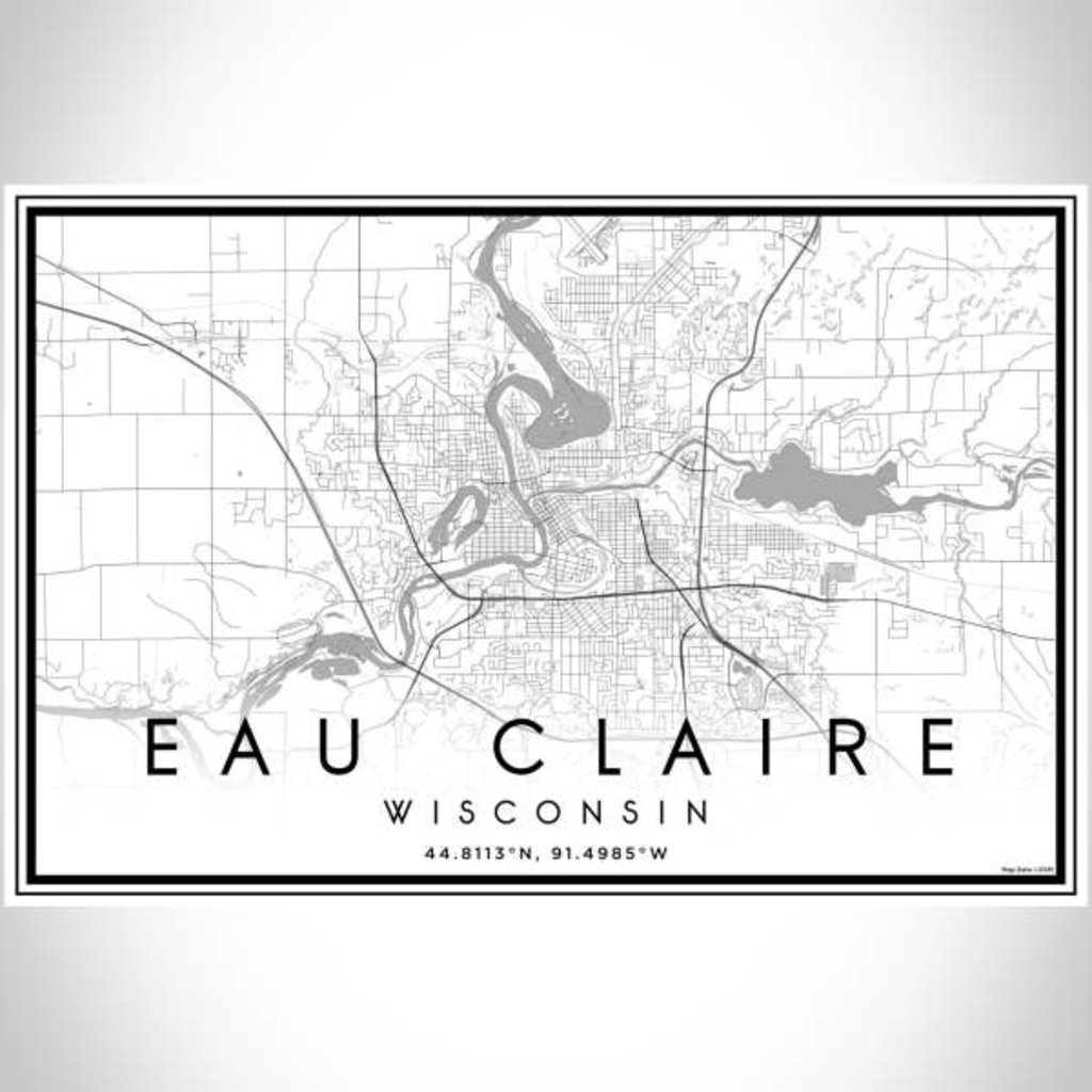Volume One Eau Claire B&W Map Print (Landscape)