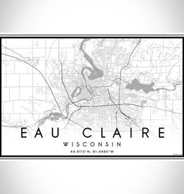 Volume One Eau Claire B&W Map Print (Landscape)
