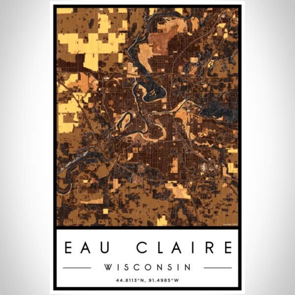 Volume One Eau Claire Map Print (Ember) - Portrait