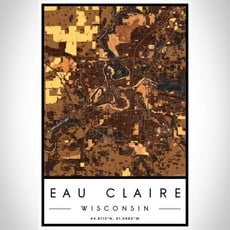 Volume One Eau Claire Map Print (Ember) - Portrait