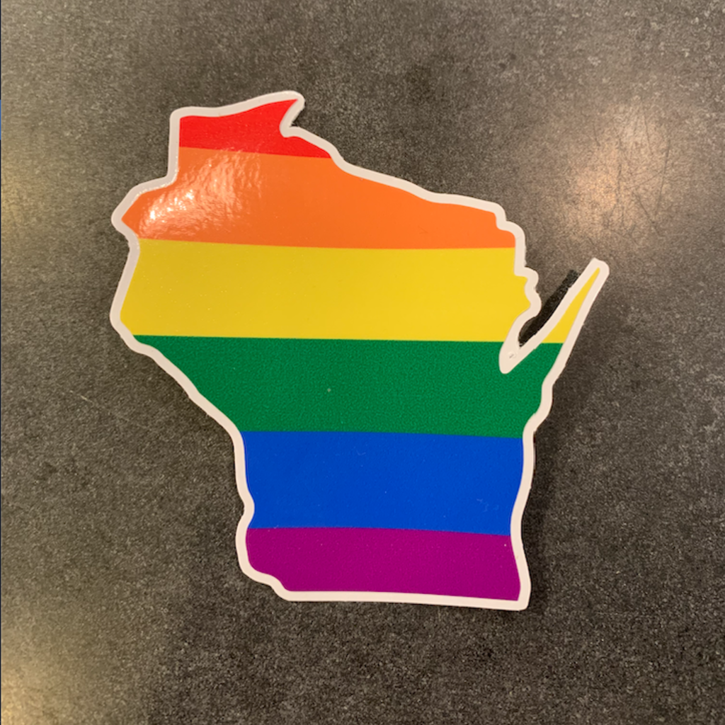Flags Over Wisconsin Sticker - WI Pride