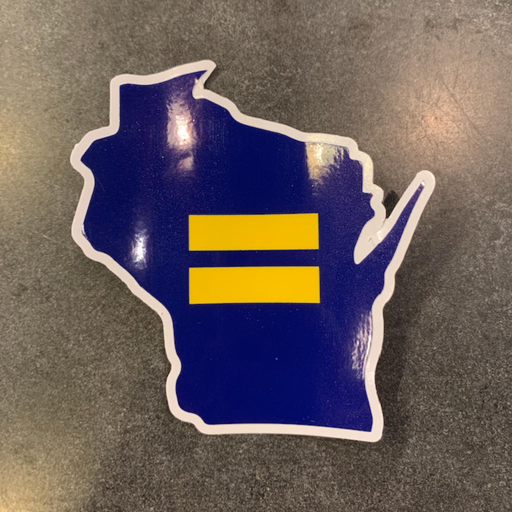 Flags Over Wisconsin Sticker - WI Equal Human Rights